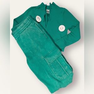 Ardene x Marilou collab Cargo sweats and cropped waffle  knit top